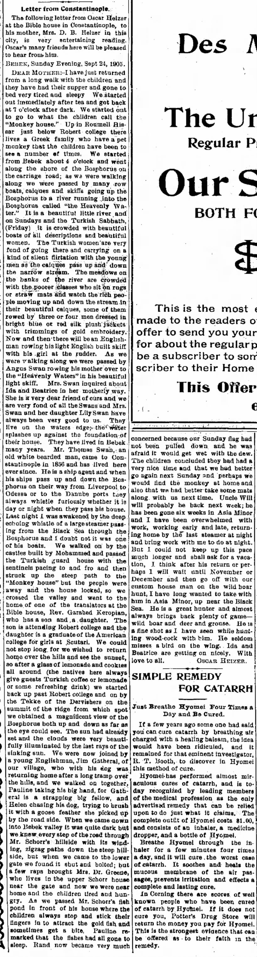 Article about Oscar Heizer Adams County Free Press Oct 18 1905