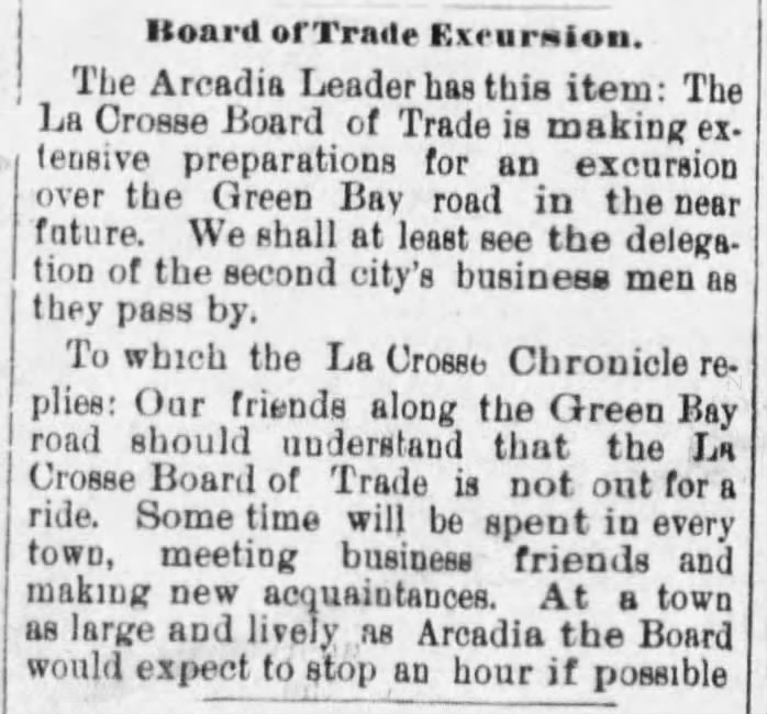 1891 Board Excursion Expected in Arcadia