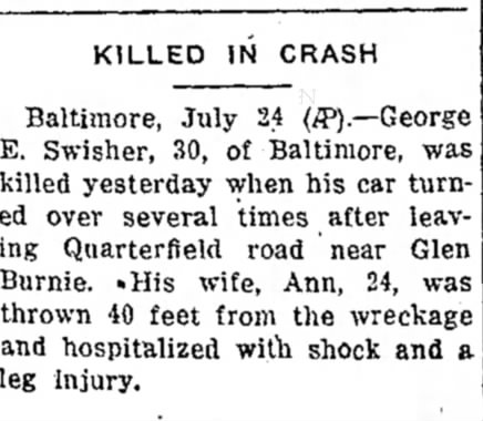 George E  Swisher Accident 