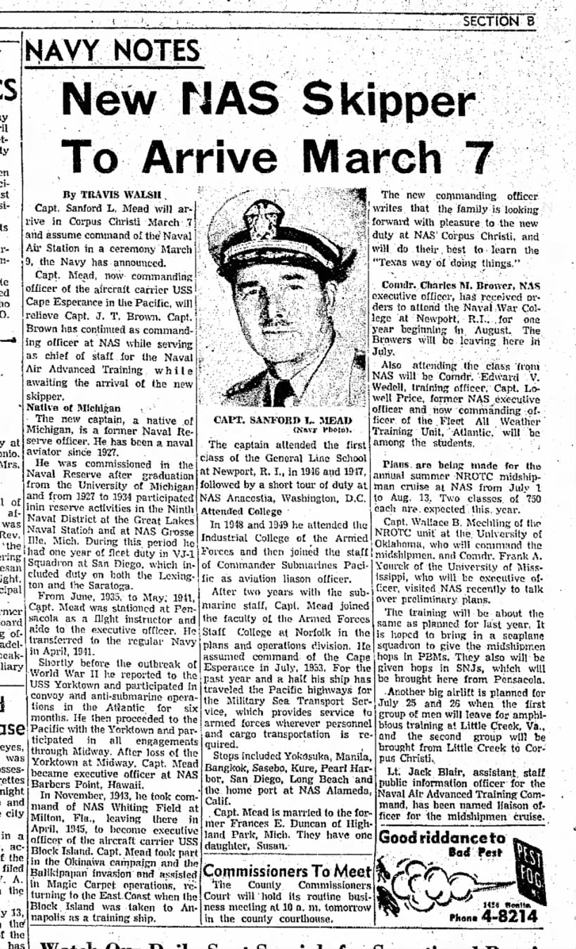 New Skipper at NAS Corpus
January 31, 1955 Corpus Christi Caller-Times