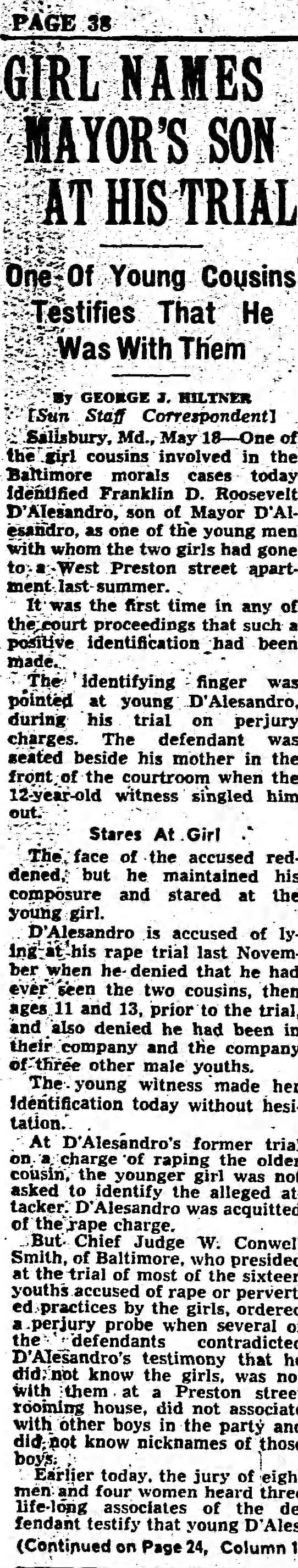 12 year old girl identifies D'Alessandro at perjury trial