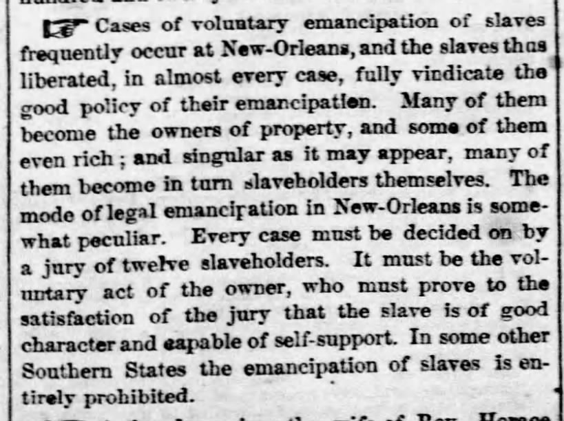 1856 Emancipation in New Orleans