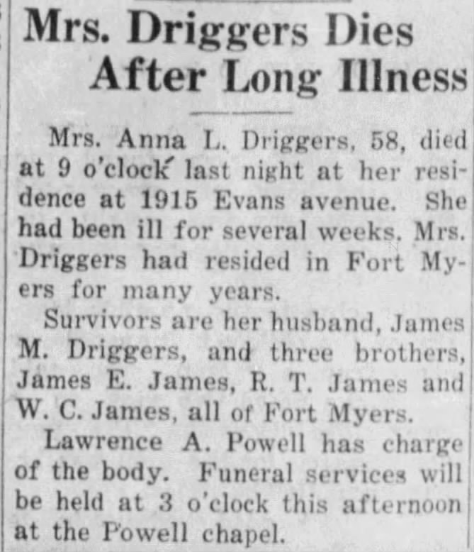 Annie L James Obituary