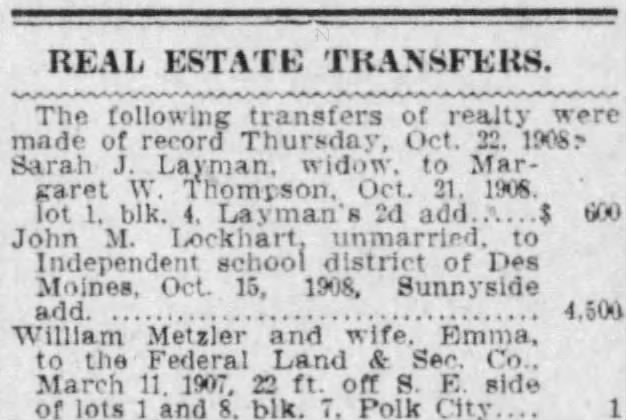 23 Oct 1908 Real Estate