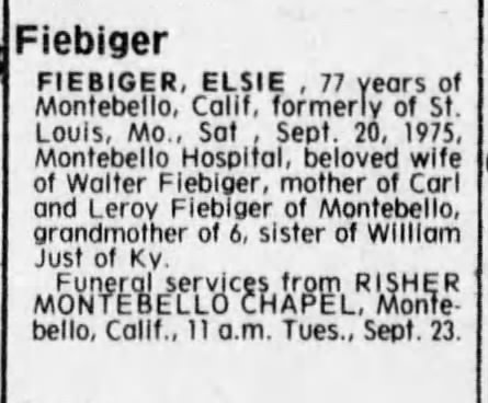 St. Louis Post-Dispatch Obituary of Elsie Fiebiger, 22 Sep 1975