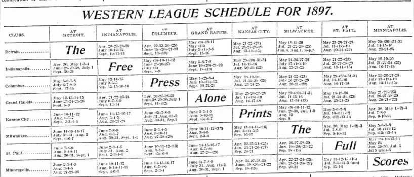 1897 Western League schedule
