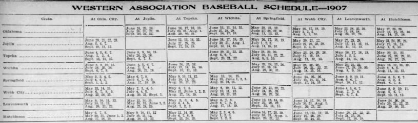 1907 Western Association schedule