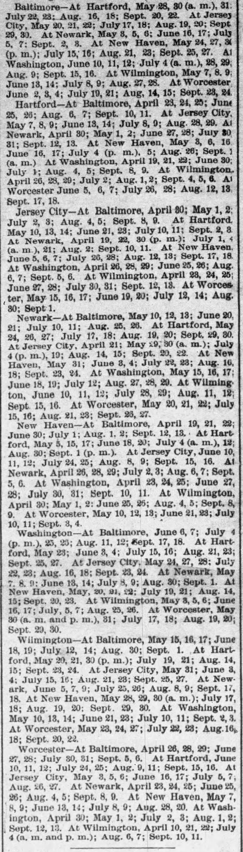 1890 Atlantic Association schedule