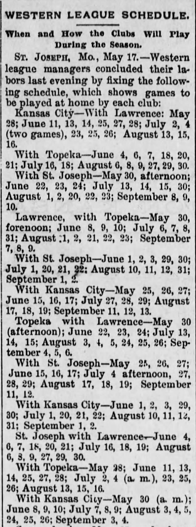 1893 Western League schedule