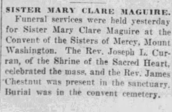 Maguire_Sister Mary Clare 1926 funeral