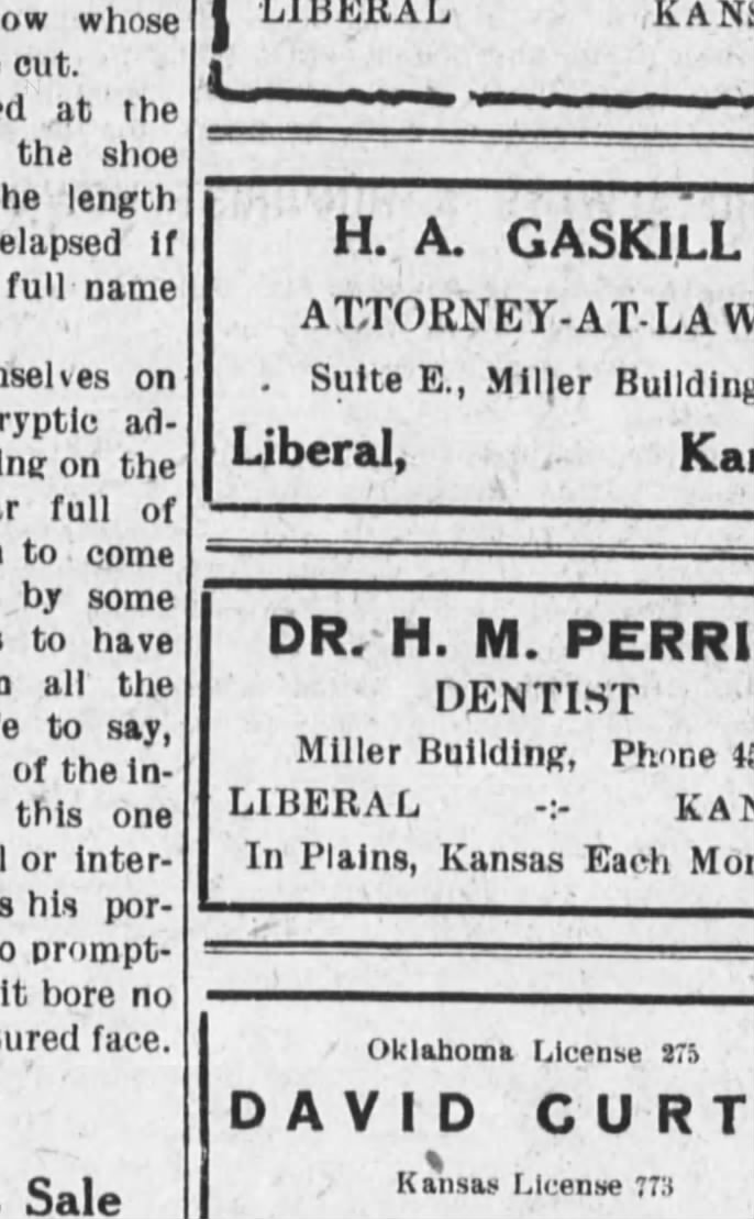 Dr H M Perrin, Dentist