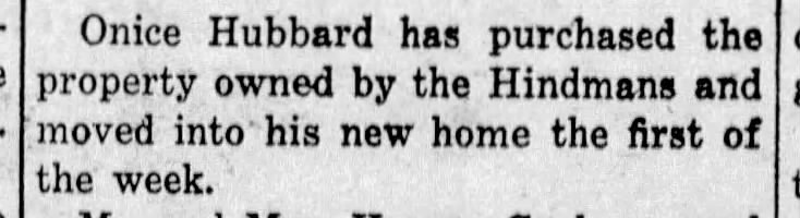 Onice Hubbard purchases a Home 1924