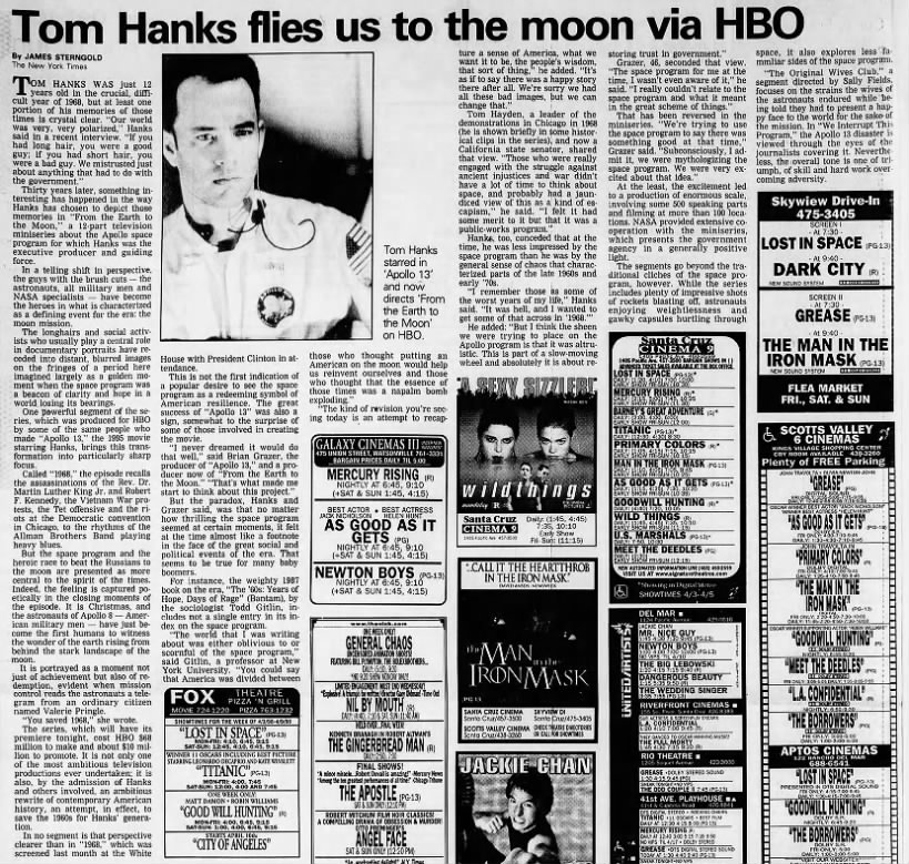 "Tom Hanks Flies us to the Moon via HBO" page C-6