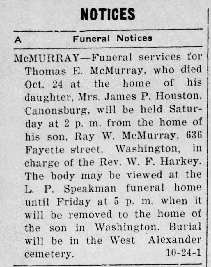 McMurray Thomas E. FN TDN 24 Oct 1940
