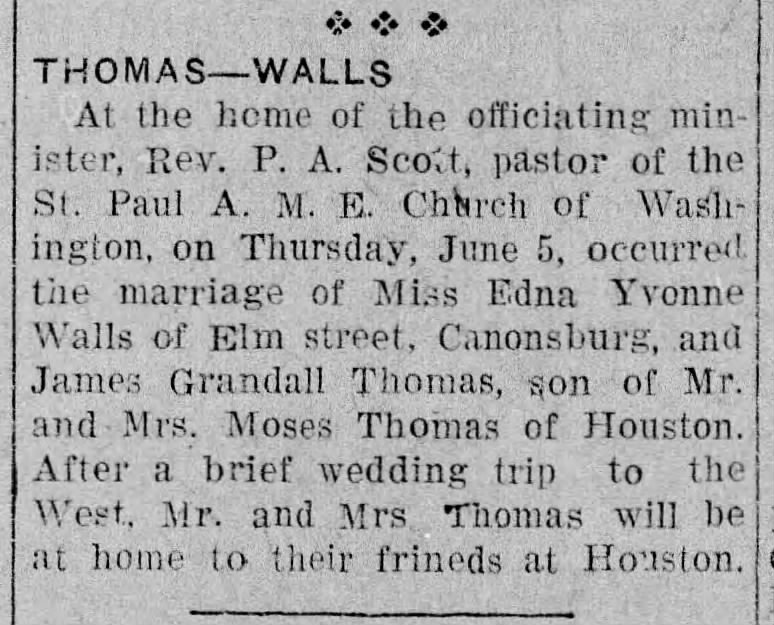 Thomas James G to Edna Yvonne Walls 6 Jun 1919 p 3