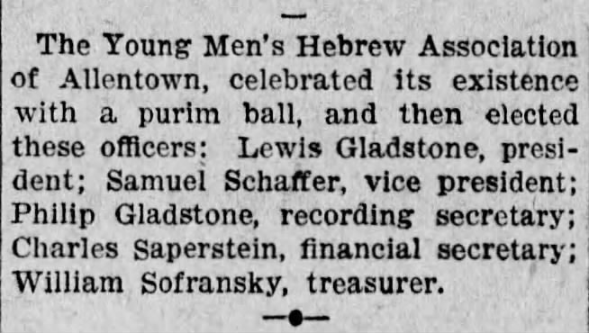 Young Men's Hebrew Association of Allentown, 1908
