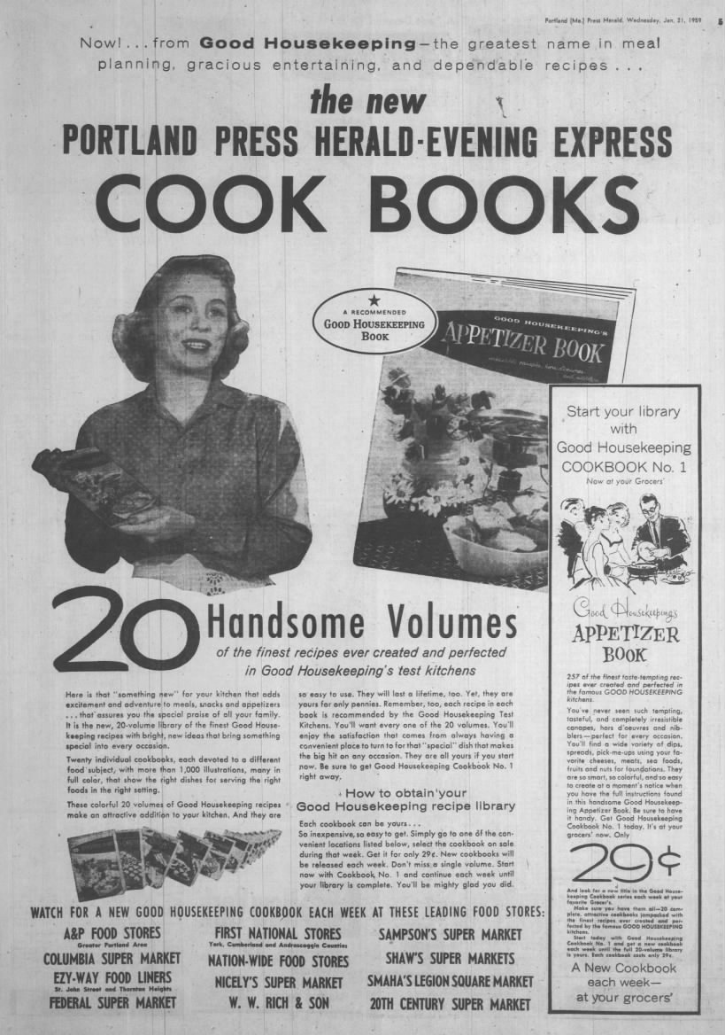 Good Housekeeping Weekly Cook Books, Launch of Twenty-Volume Set, 1959.
