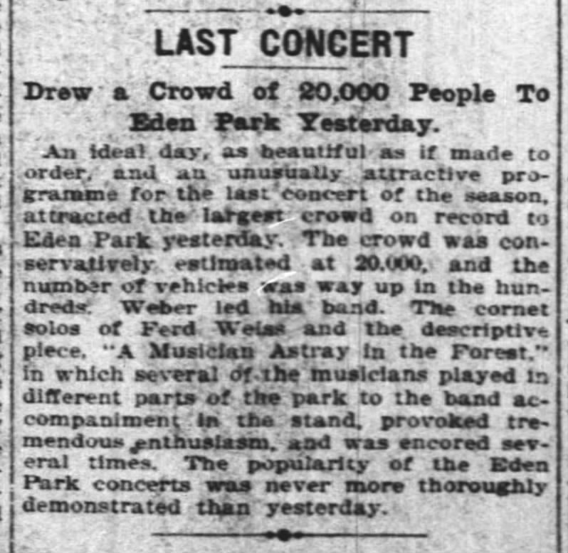 Concert draws 20,000 in 1903