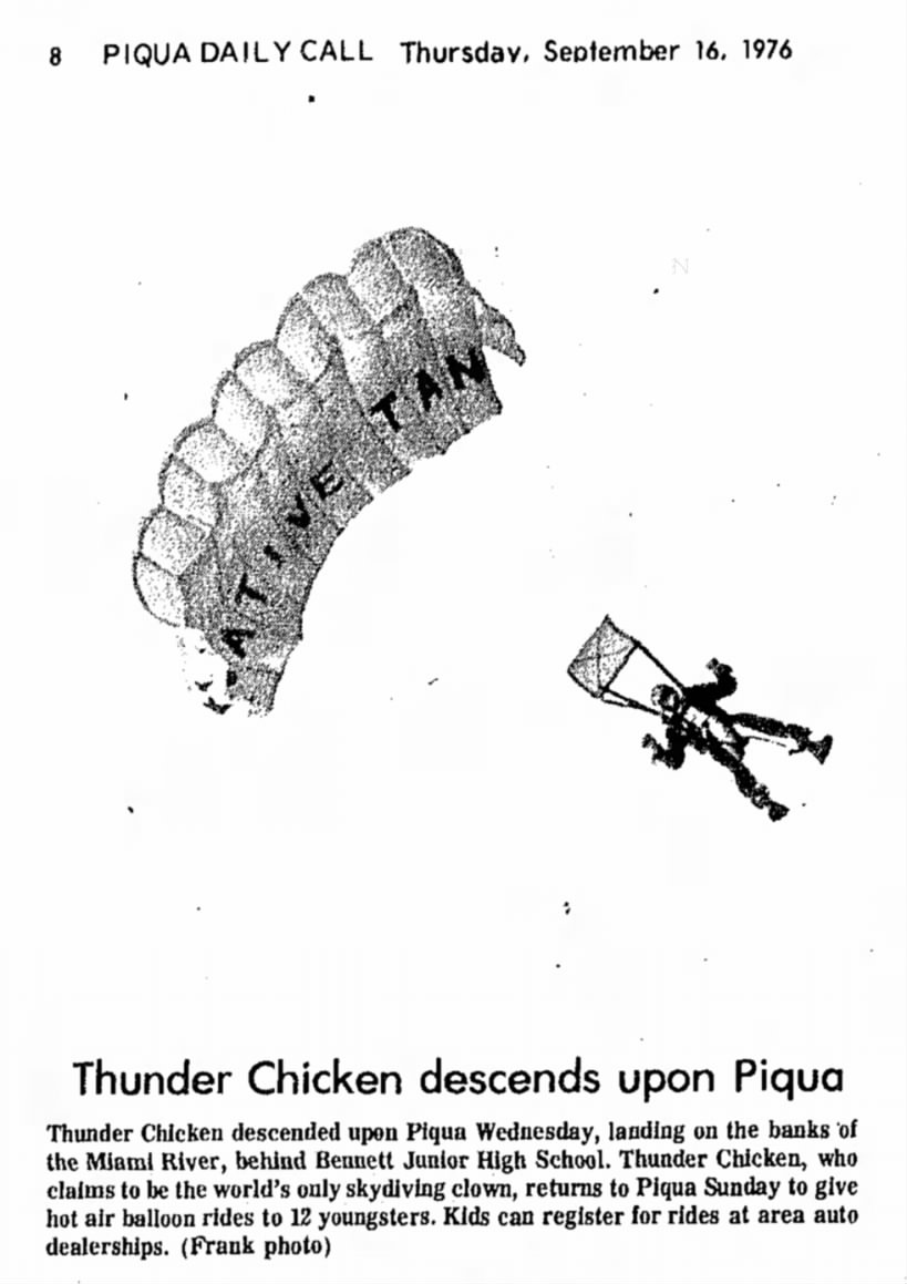 Thunder Chicken Descends on Piqua Ohio river banks