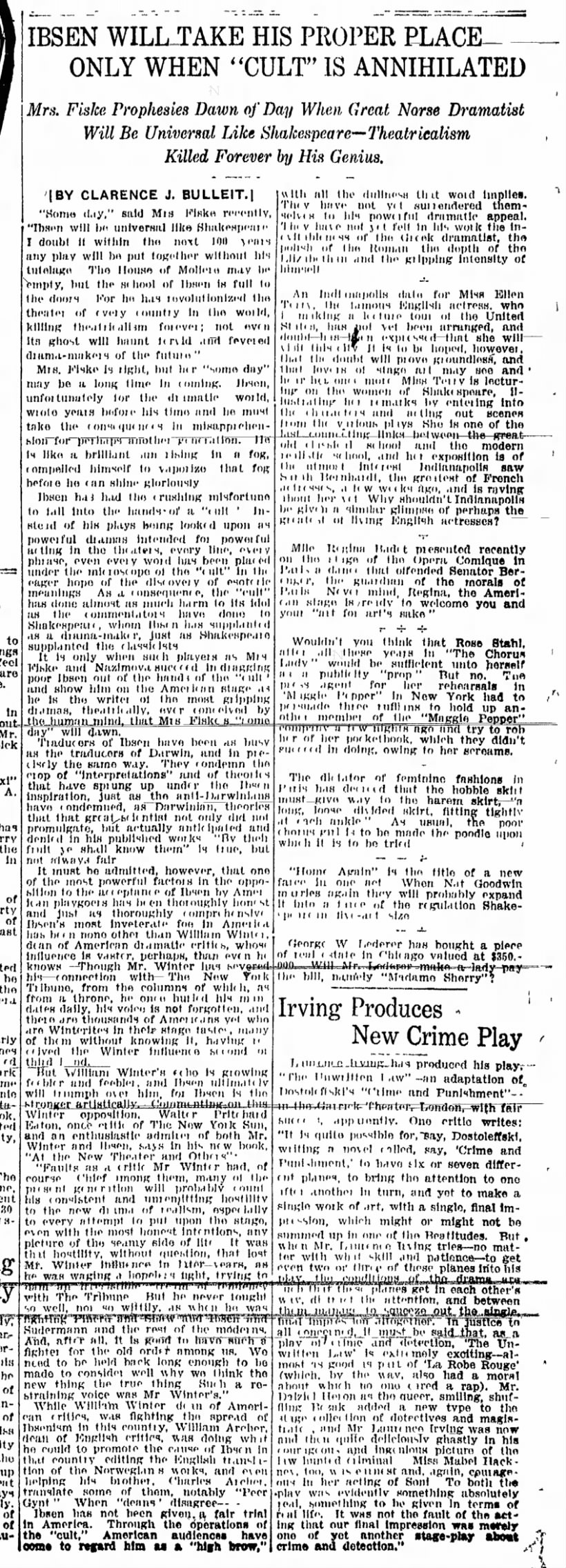 CJ Bulleit, 15 Jan 1911, Indianapolis Star, p29