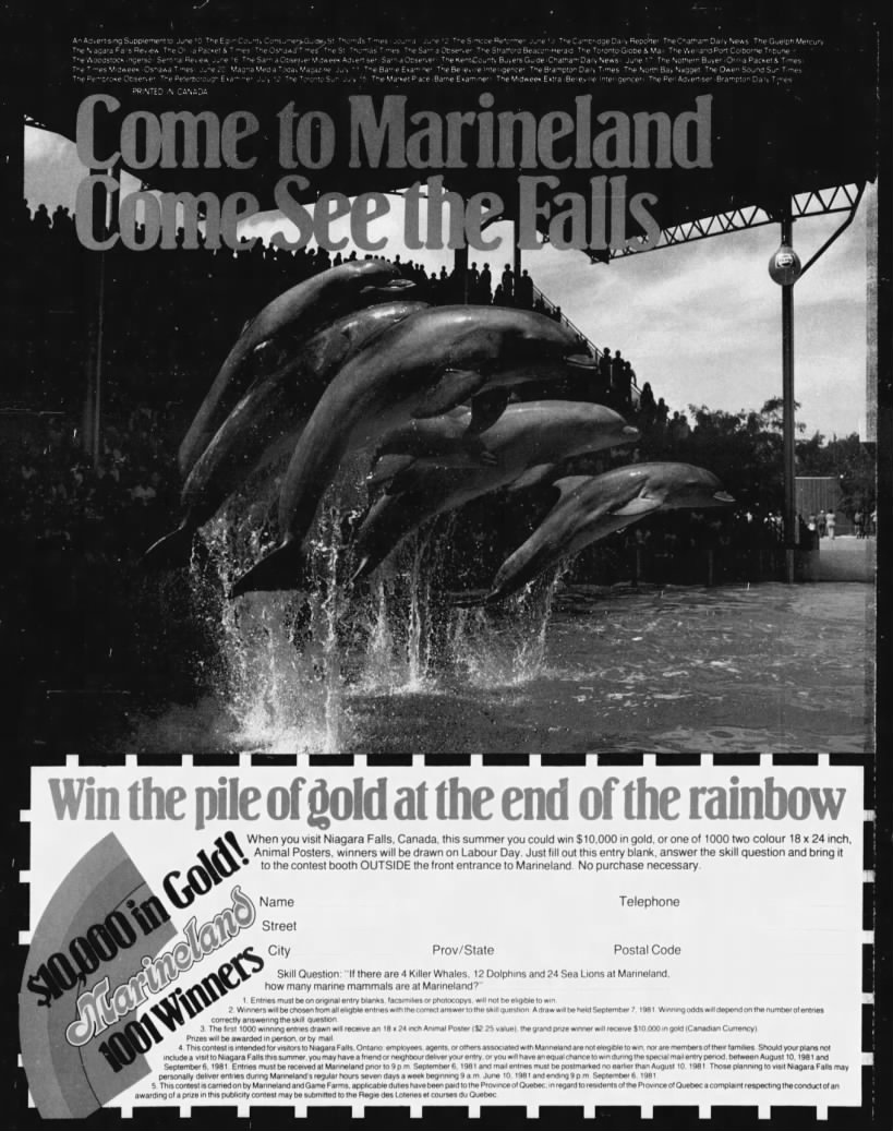 Marineland Canada, ad, 19810620