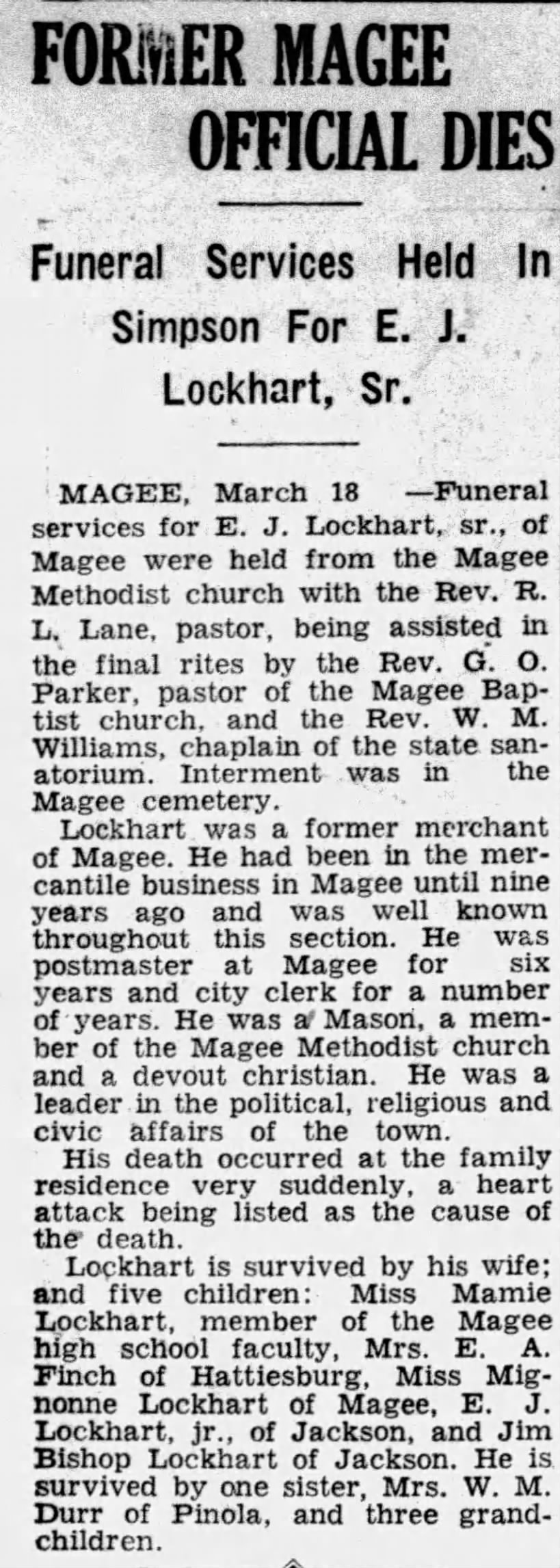 Obituary for Estes Jacob Lockhart Sr