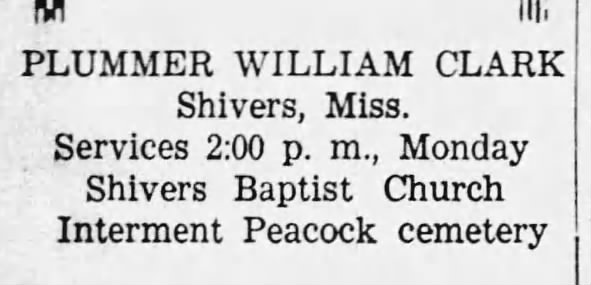 Service Notice for Plummer William Clark