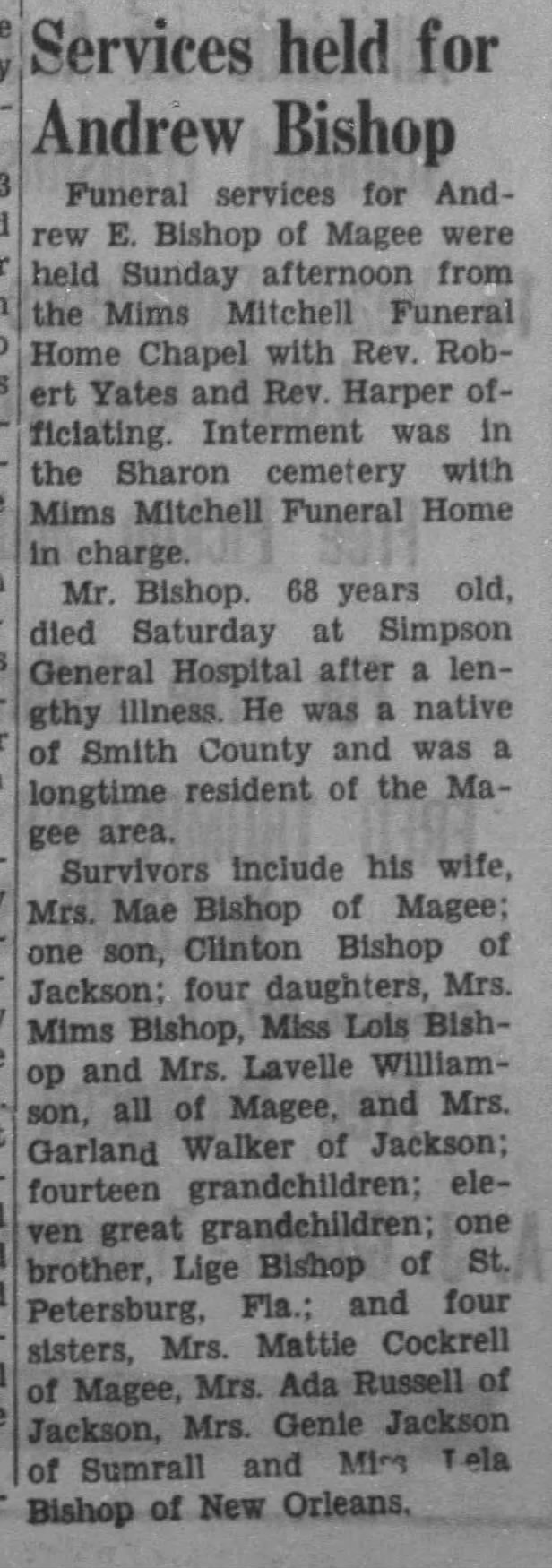 Obituary for Andrew E. Bishop