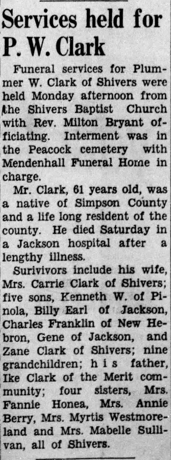 Obituary for  Plummer William Clark