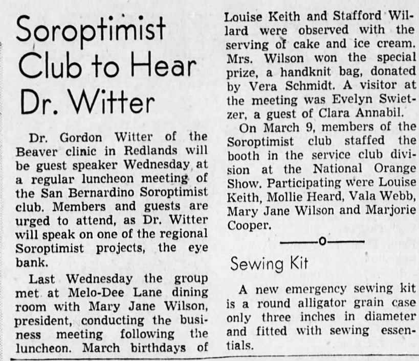 dr witter to speak at soroptimist club