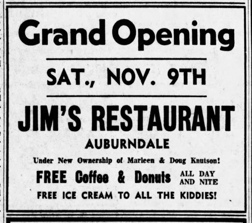 KNUTSONS:  Jim's Restaurant ad