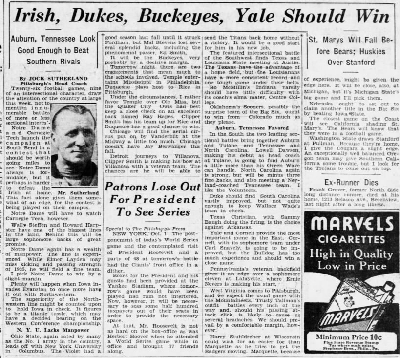 Irish, Dukes, Buckeyes, Yale Should Win