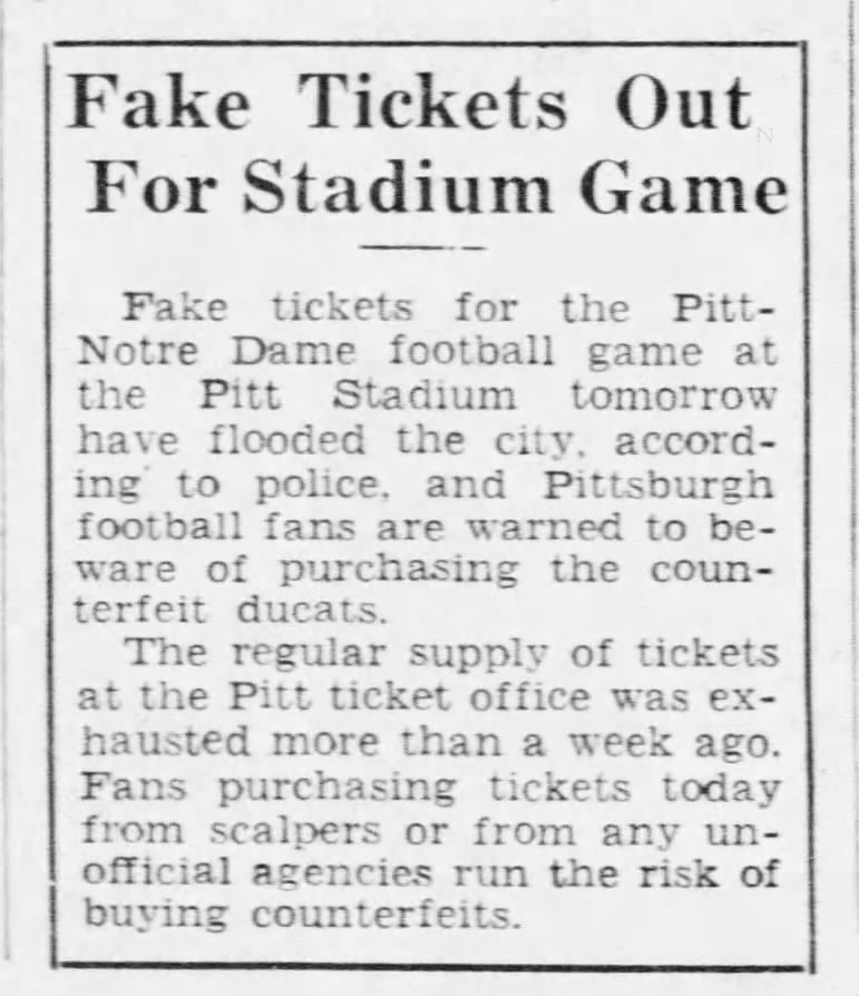 Beware Fake Tickets for Notre Dame game