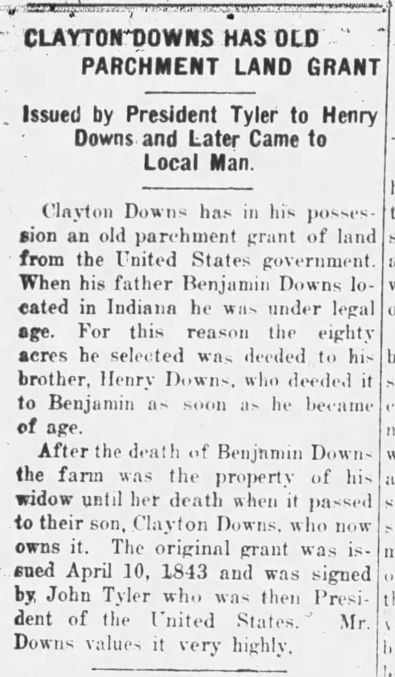 clayton downs land grant oct 11 1915 the tribune seymour