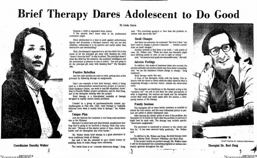 Maureen C Valkenaar - Adolescent Therapy
Lincoln Evening Journal 25 Jan  1976