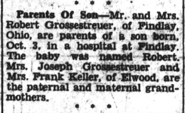Birth Announcement: Robert F Grossestreuer