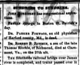 Dr Parker dead. 3 Feb 1866