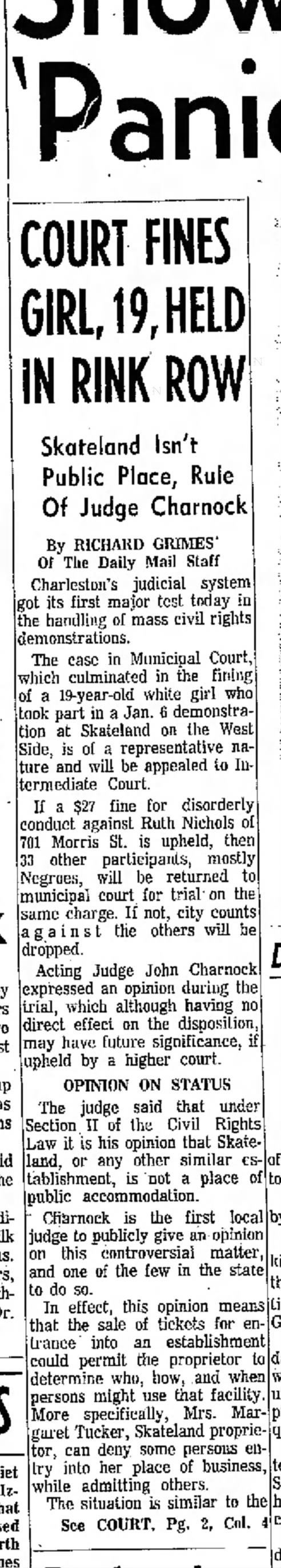 Court Fines Girl, 19, Held In Rink Row