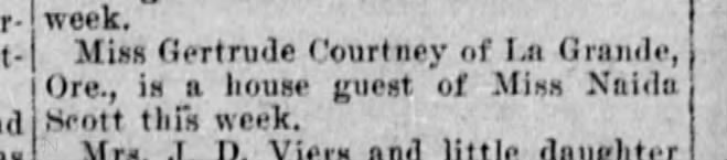 Daily Capital Journal (Salem, Oregon) 8 July 1916, Saturday, Page 11: Miss Gertrude Courtney of La G