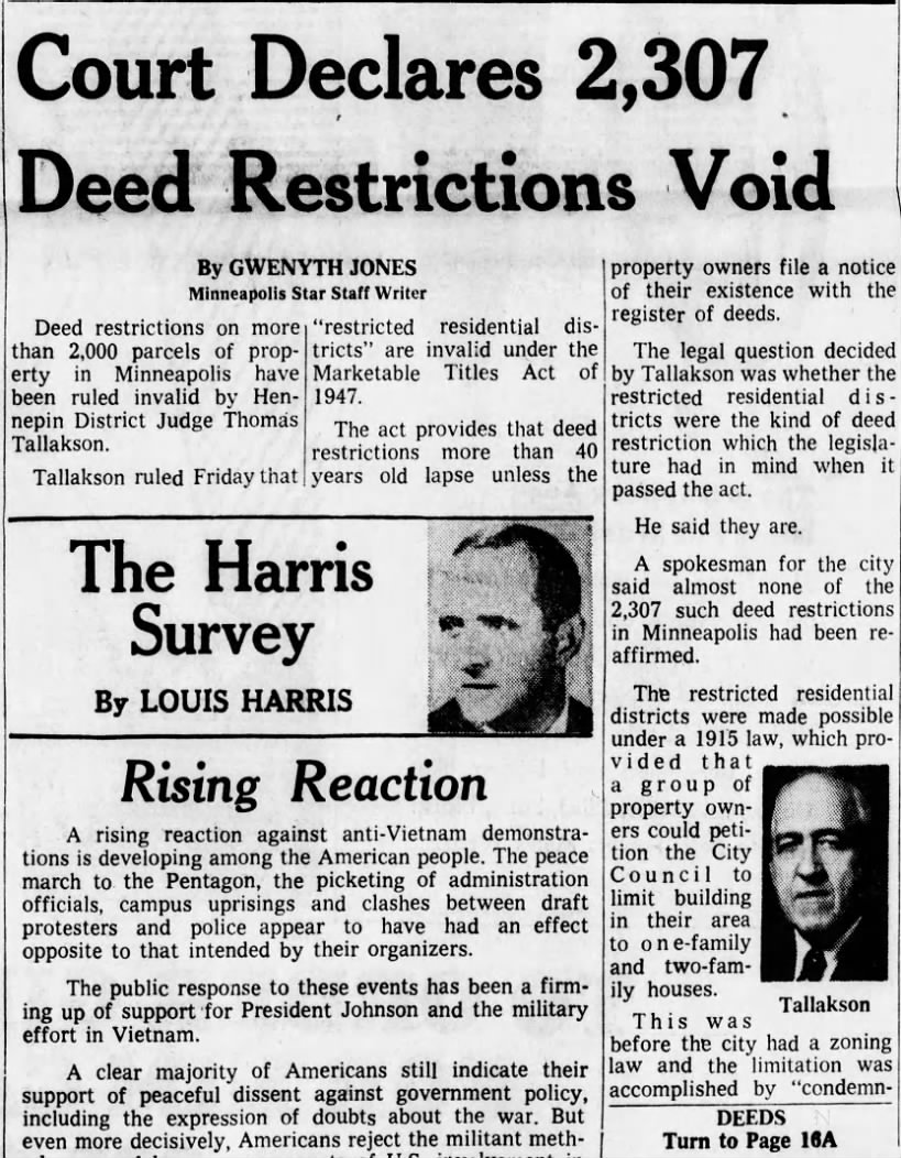 Deed restrictions were under a 1915 law limiting use to 1 and 2 family homes