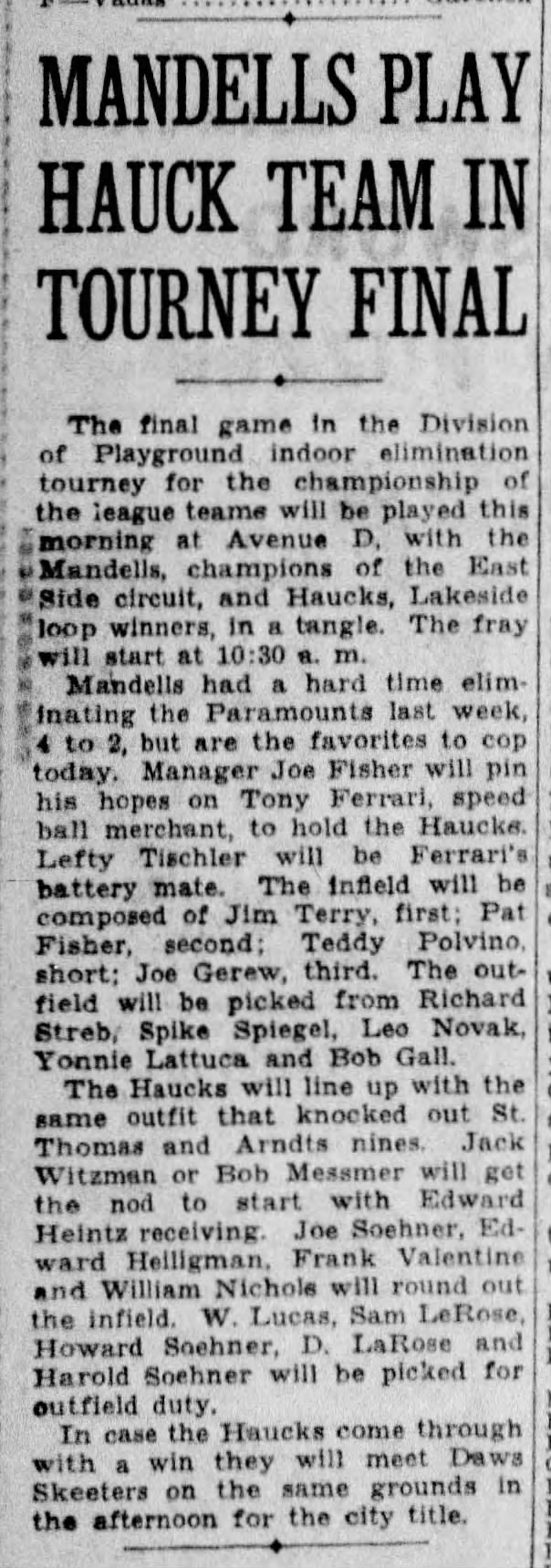 1933-10-29 teddy polvino baseball
