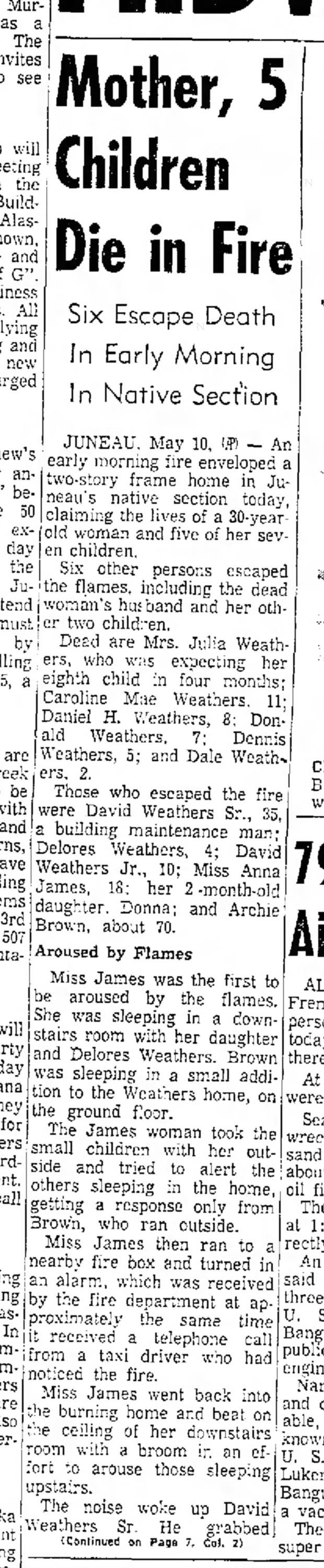 Weathers James fire 5.10.61