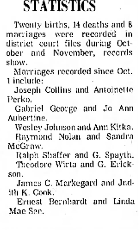 Johnson Kitka marriage 4 December 1969