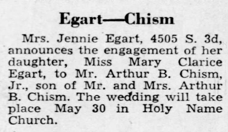 Egart-Chism to wed