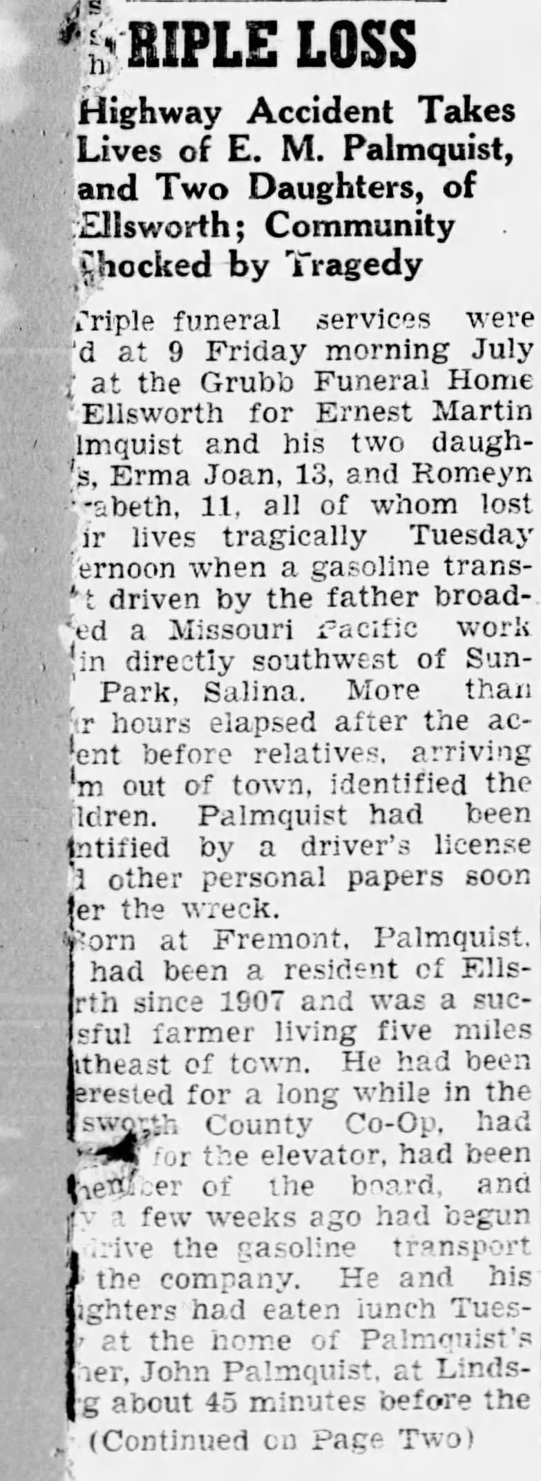 Accident for Erma Palmquist Pt 1