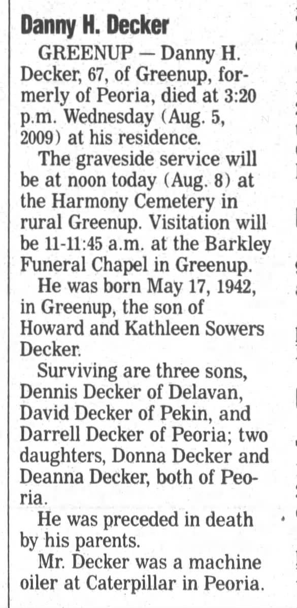 Decker Danny (Journal Gazette - Mattoon, Illinois)8 Aug2009 Sat Page 28