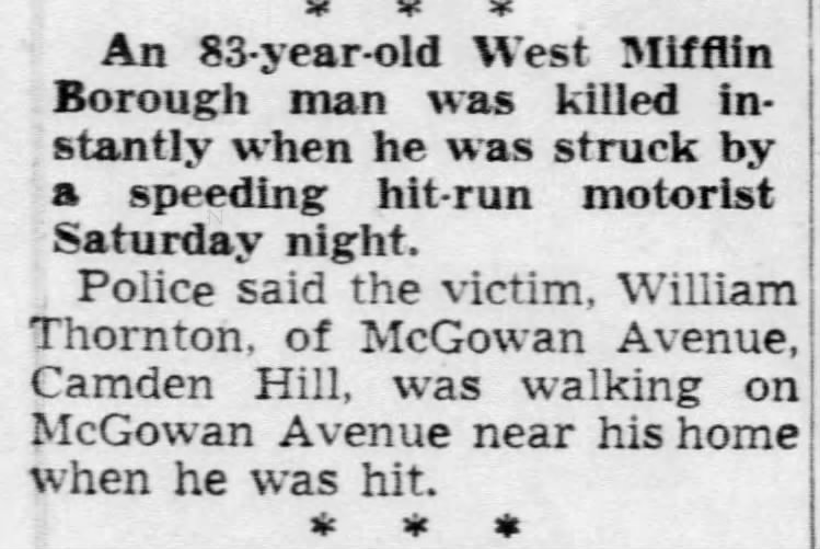 William Thornton hit-run jan 28 1952