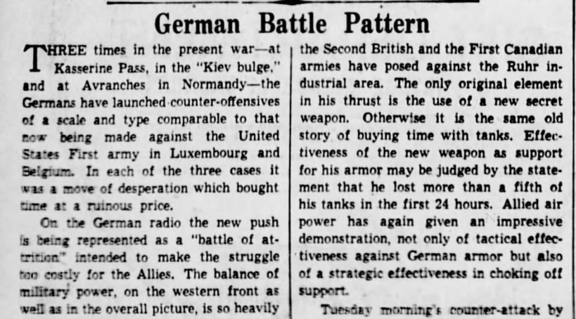 Initial Battle of the Bulge - Dec 1944 Winnipeg paper