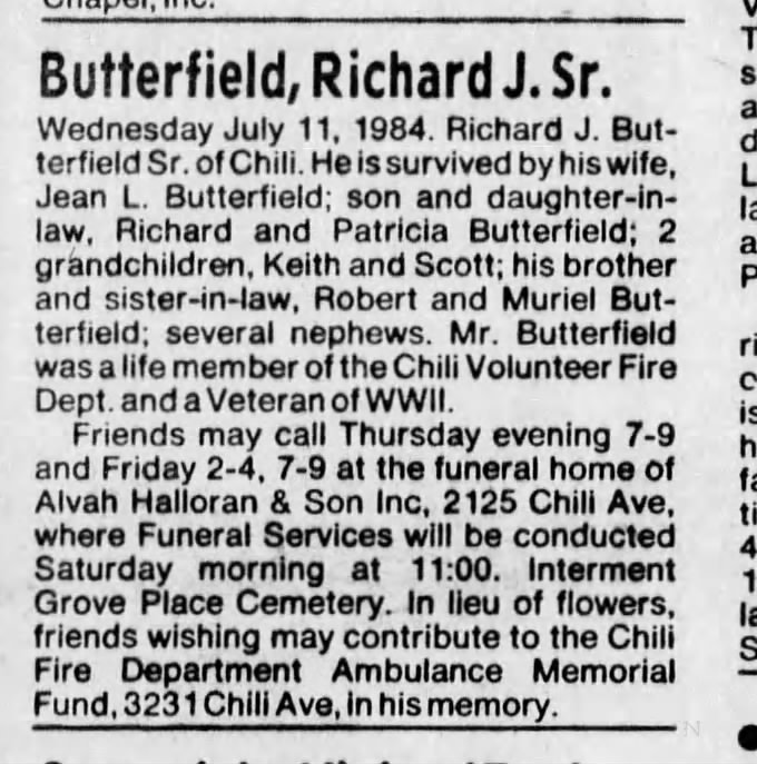 Obituary for Richard Butterfield