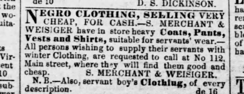 negro clothing 1852